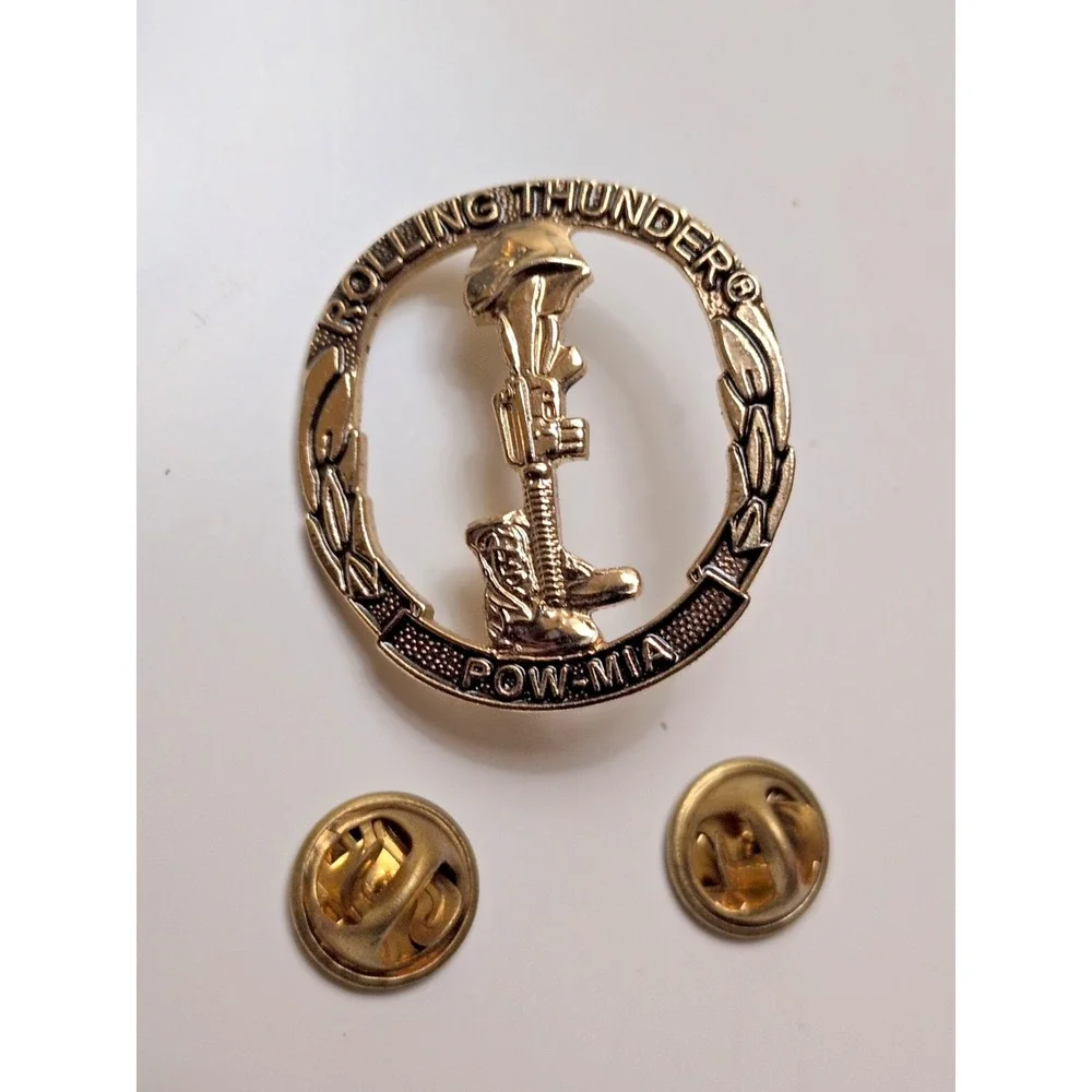 Rolling Thunder POW MIA Double Clasp Hat/Vest - Lapel Pin